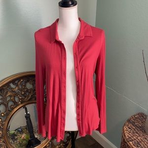 Anthro Postage Stamp buttonup blouse reddish pink